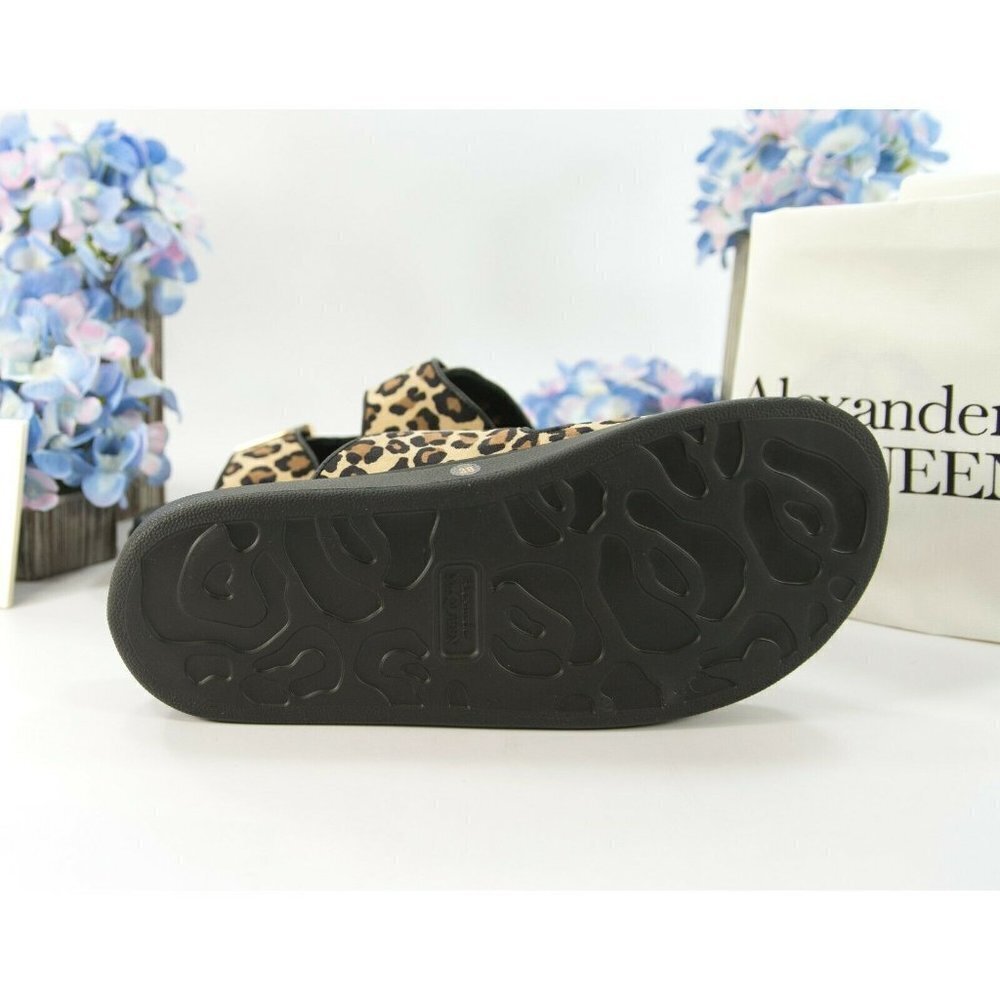 Alexander McQueen Oversized Leopard Suede Hybrid Slide Sandals 38 NIB - Picture 6 of 9